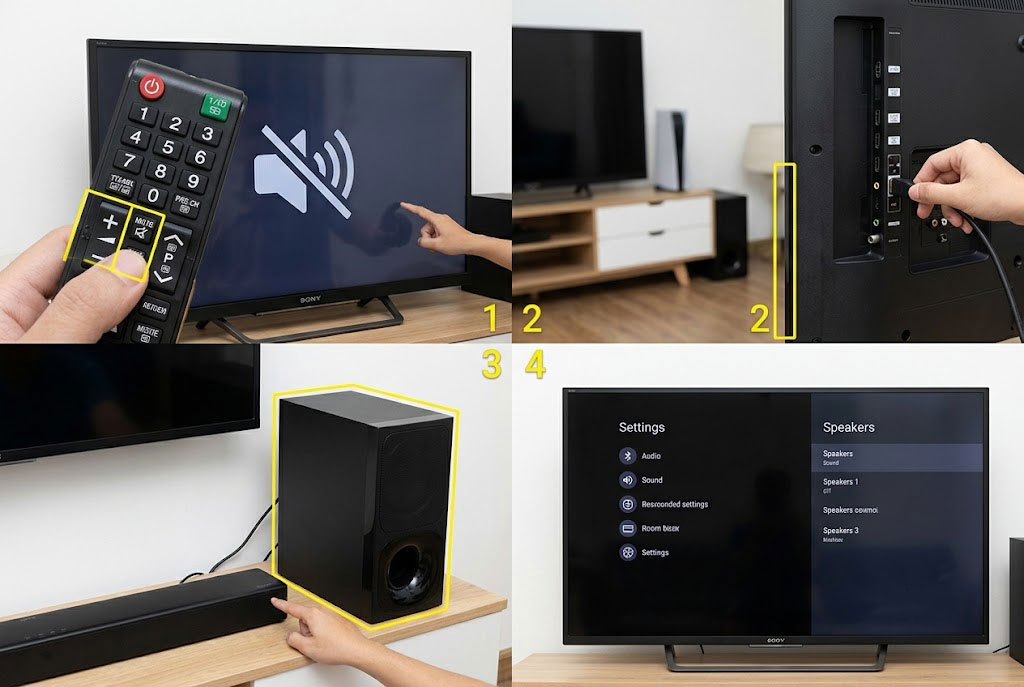 Tivi Sony bị mất tiếng hoàn toàn: Kiểm tra ngay 4 vị trí này trước khi gọi thợ