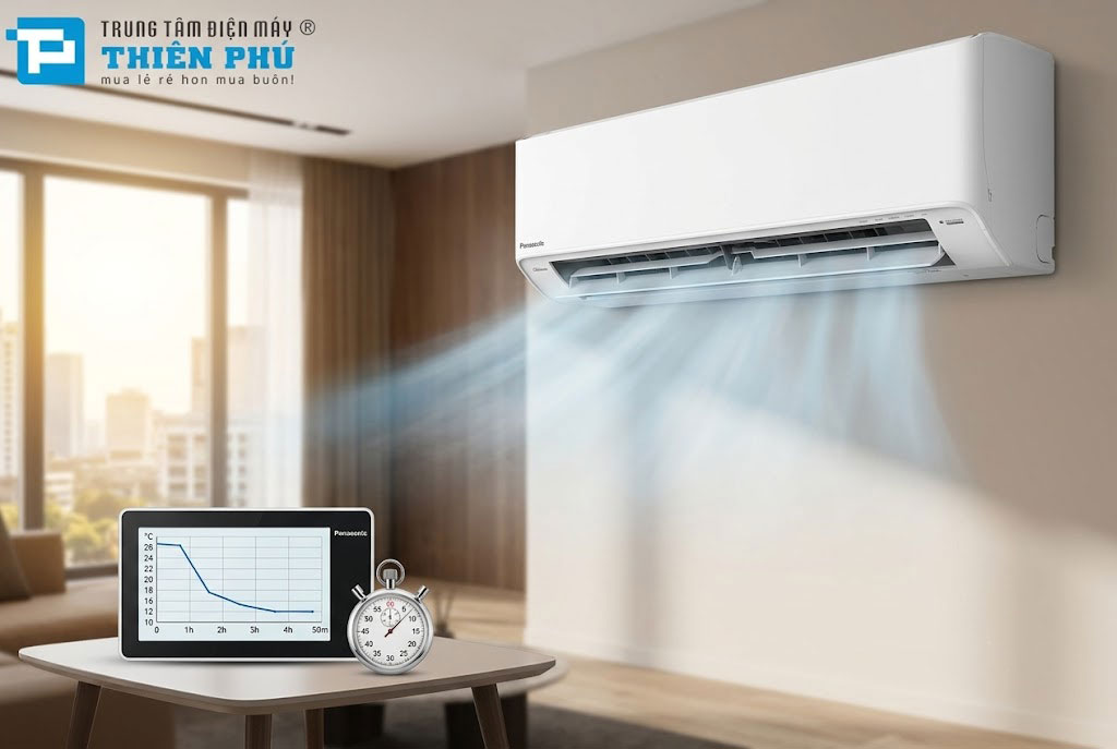 Test hiệu năng điều hòa Panasonic CS-U18BKH-8: Bật iAuto-X mất bao lâu để phòng làm mát sâu?