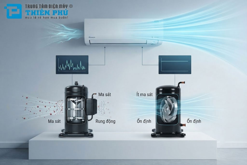 Động cơ Swing Inverter của điều hòa Daikin FTKM35AVMV vận hành khác gì so với Inverter thông thường?