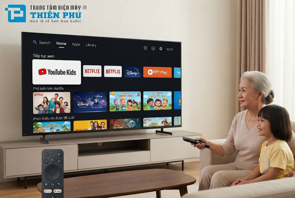 Đánh giá giao diện Google TV trên tivi Sony K-55XR30M2: Người già và trẻ em dễ dùng không?