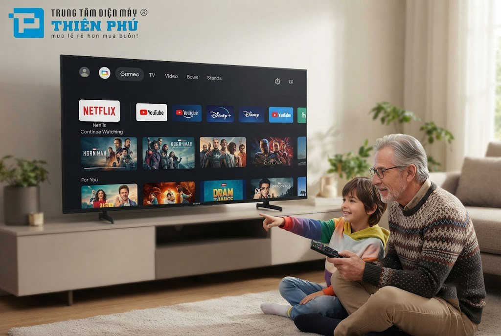 Đánh giá giao diện Google TV trên tivi Sony K-55XR30M2: Người già và trẻ em dễ dùng không?