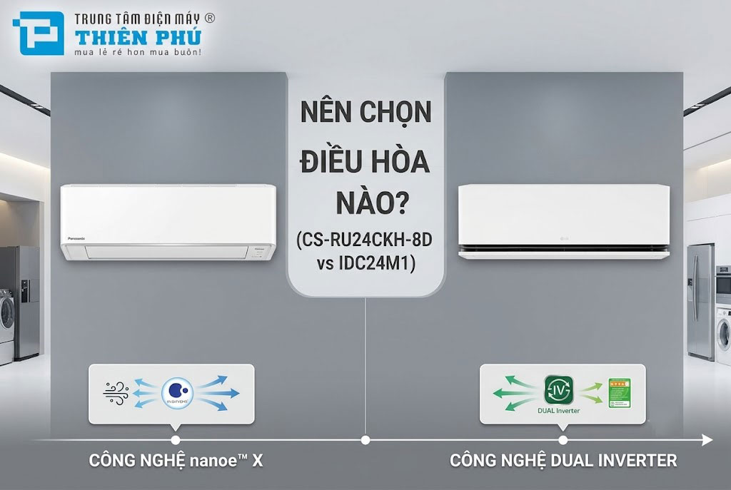 Cùng tầm giá 23 triệu đồng, nên mua điều hòa Panasonic CS-RU24CKH-8D hay LG IDC24M1?