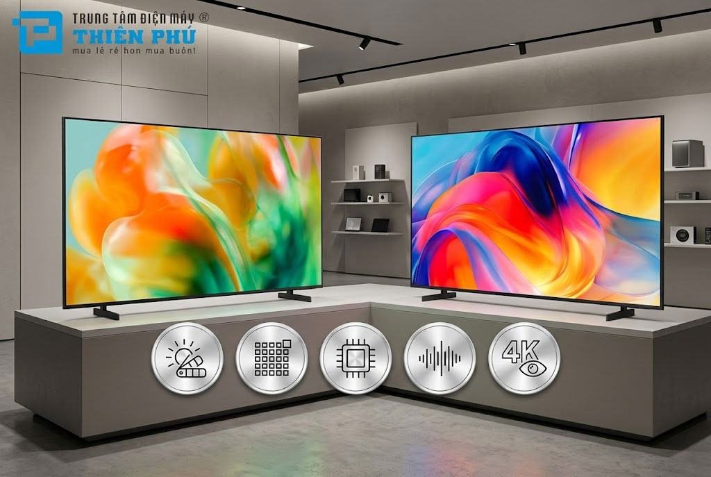 So sánh hai model tivi Samsung 75 inch UA75M80H và UA75M77H có gì khác nhau?