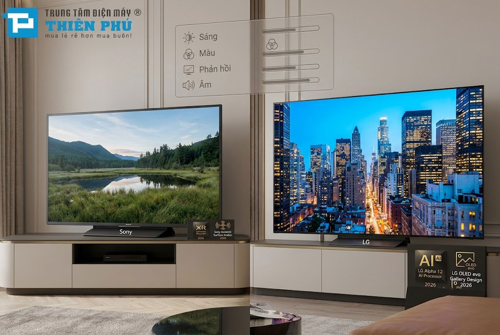 Nên mua tivi Sony hay tivi LG năm 2026? So sánh chi tiết từ A đến Z