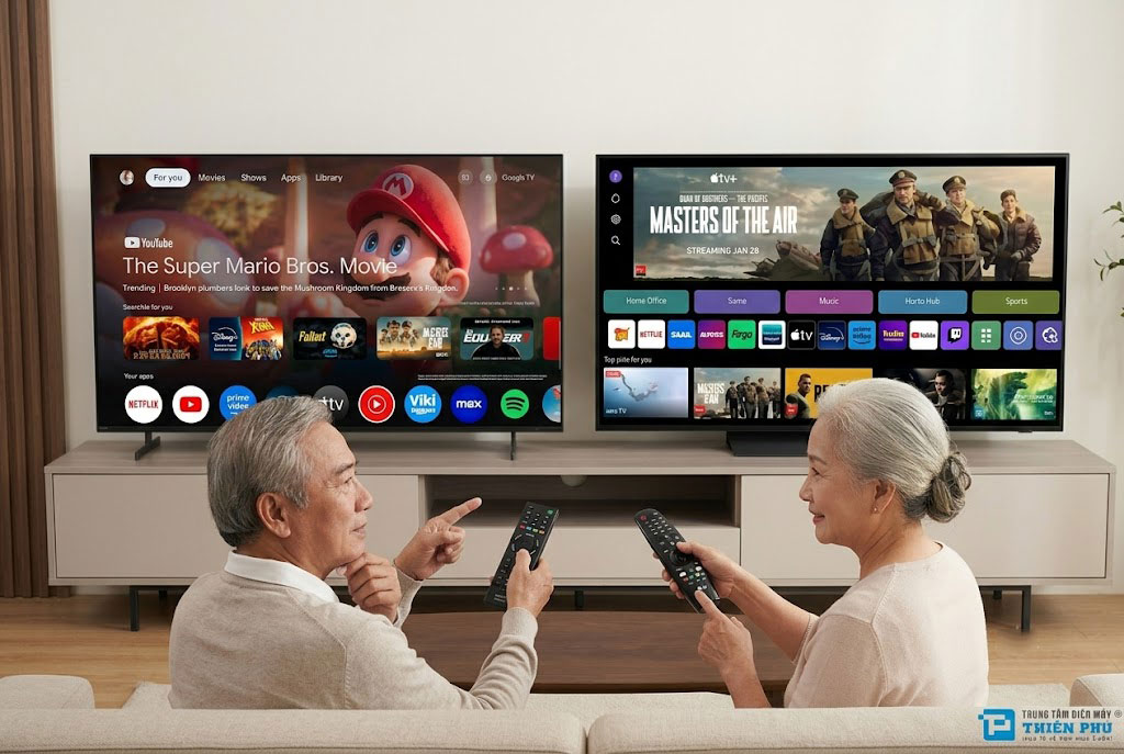 So sánh Google TV của tivi Sony và WebOS của tivi LG: Giao diện nào dễ dùng cho người già?