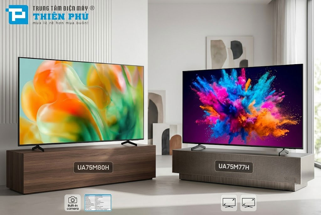 So sánh hai model tivi Samsung 75 inch UA75M80H và UA75M77H có gì khác nhau?